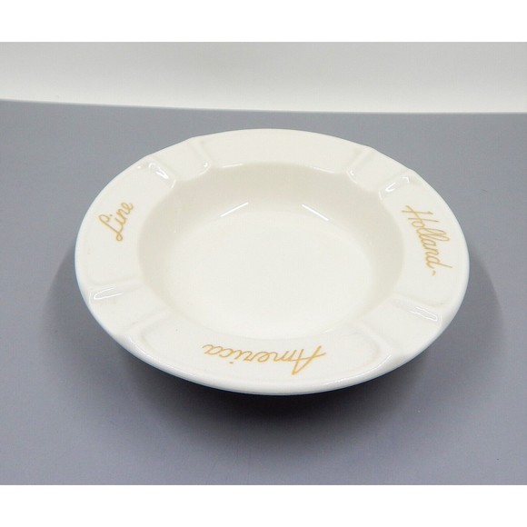 Holland America Line Porcelain Ashtray Dish Royal Sphinx Maastricht Cream Gold - Picture 3 of 8